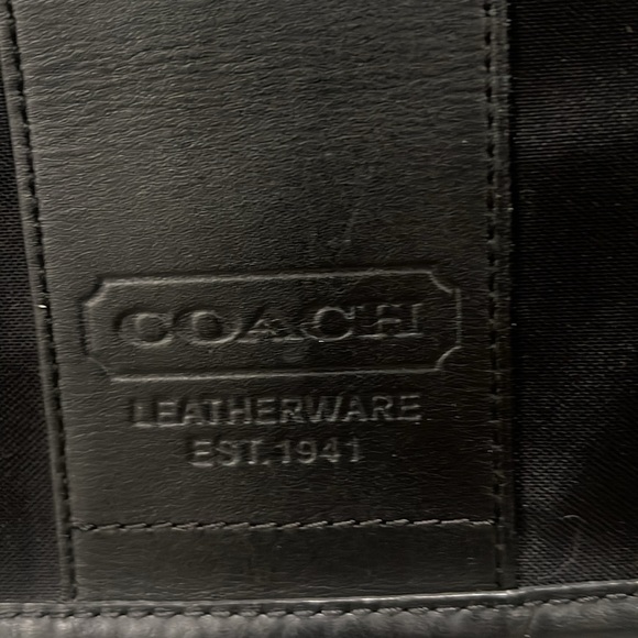 Coach messenger bag soft canvas material all black leather trim w lots of pocket - Picture 2 of 16